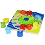 Ceas din lemn colorat cu forma gemetrice pentru sortat si potrivit AcoolToy